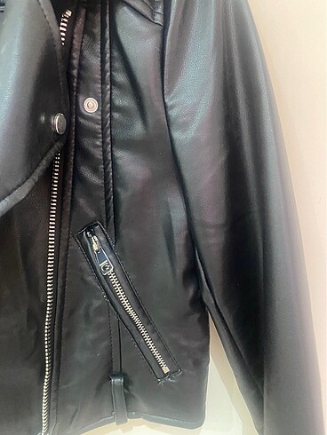 Pull bear biker deri ceket siyah - Görsel 6