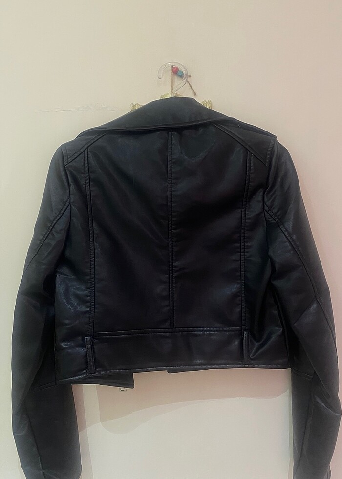 Pull bear biker deri ceket siyah - Görsel 5