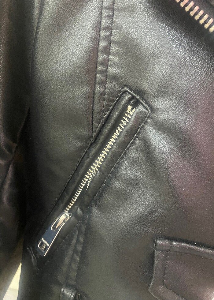 Pull bear biker deri ceket siyah - Görsel 4
