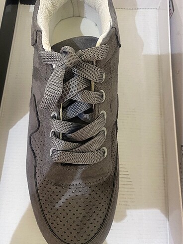 Kadın gri süet spor ayakkabı - Görsel 5