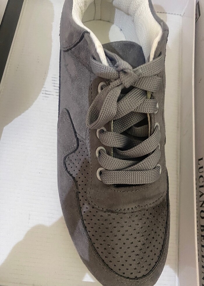 Kadın gri süet spor ayakkabı - Görsel 3