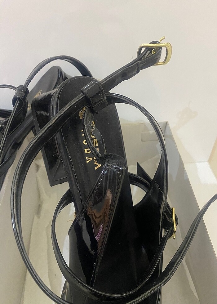 Kadın siyah topuklu ayakkabı rugan - Görsel 3