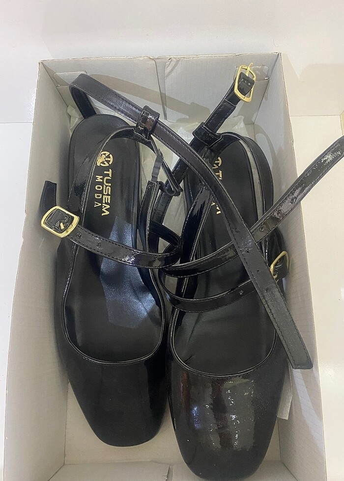 Kadın siyah topuklu ayakkabı rugan - Görsel 5