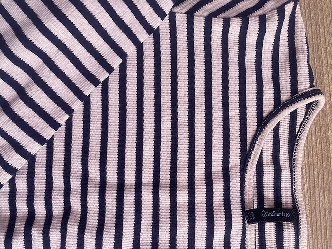 Stradivarius çizgili kazak crop - Görsel 6