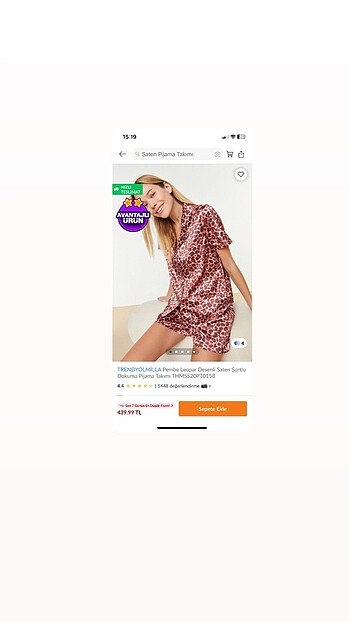 Trendyolmilla leopar saten gecelik takımı