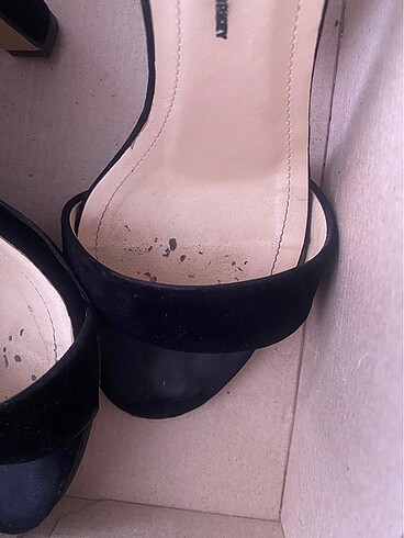 Kadın siyah bantlı süet ayakkabı önü açık topuklu - Görsel 5