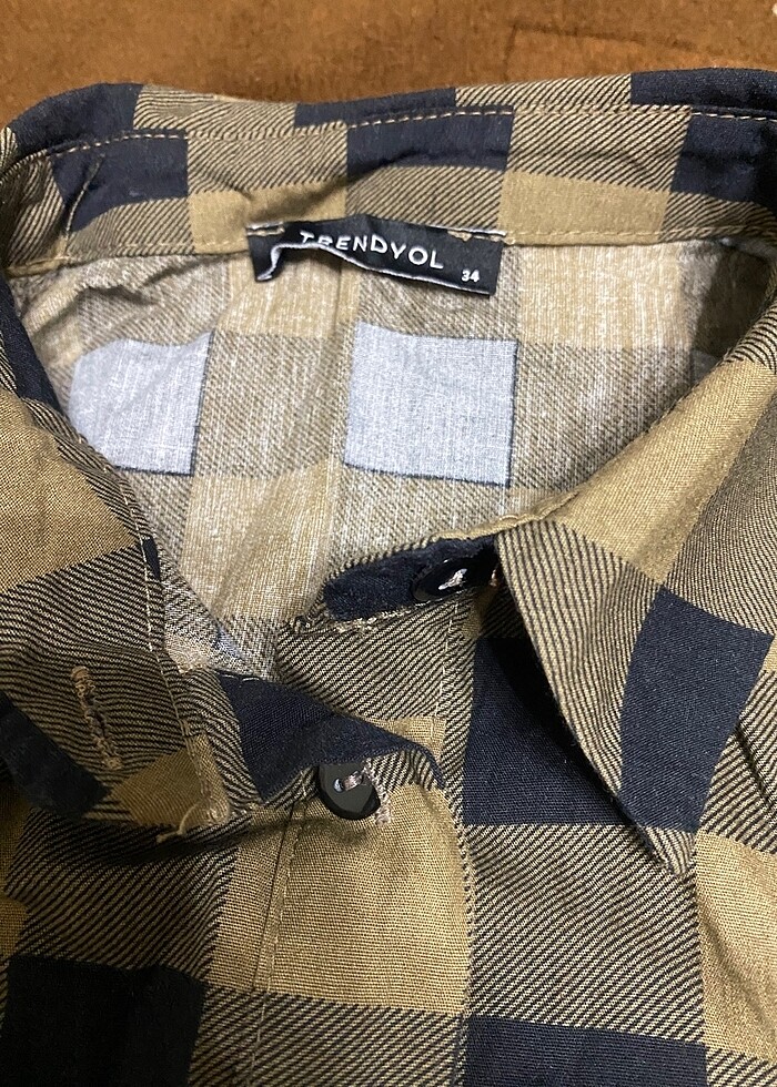 Trendyol ekose uzun gömlek elbise - Görsel 3