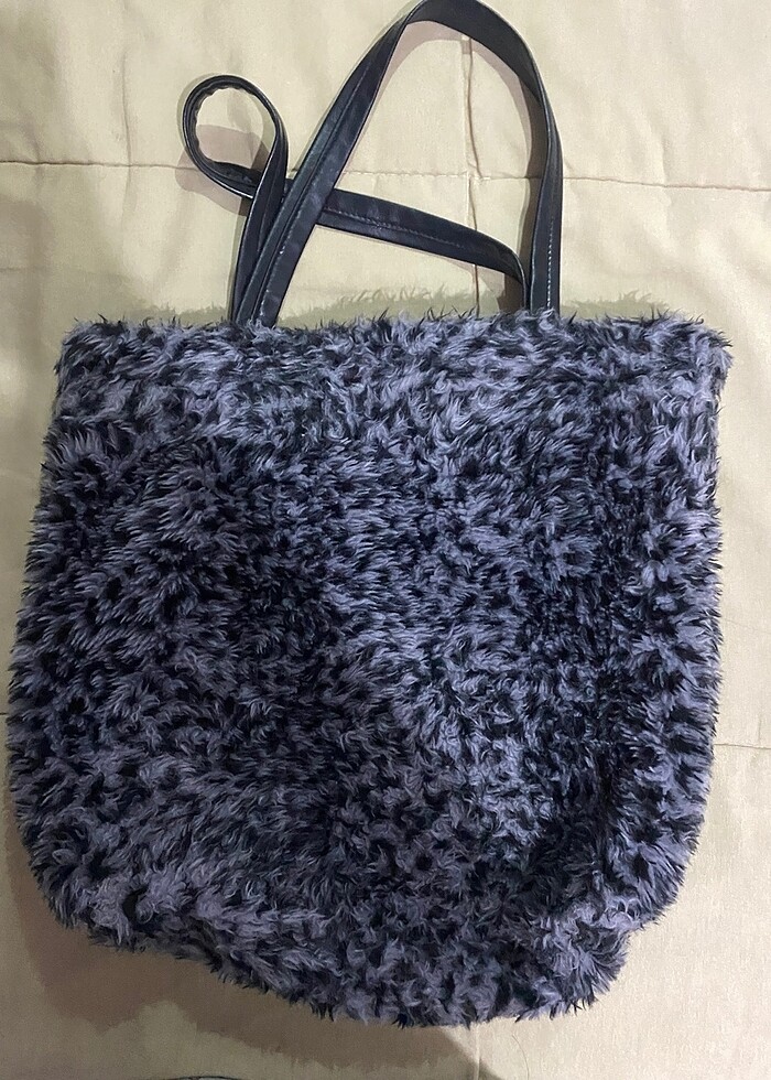 Kadın peluş leopar çanta - Görsel 2