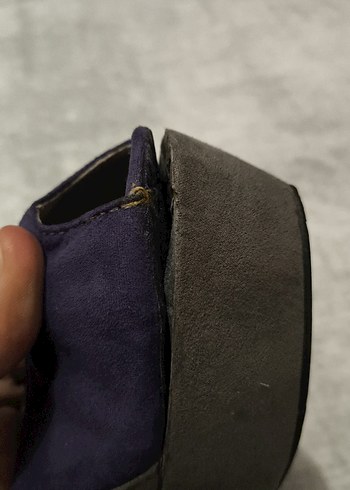 Mor krem Süet Platform Topuklu Kadın ayakkabı - Görsel 6