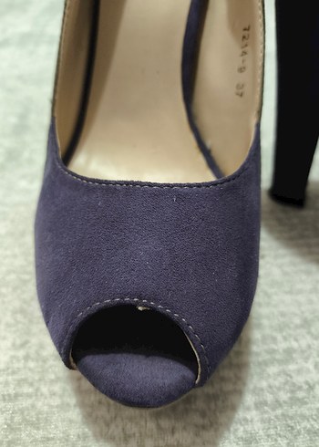 Mor krem Süet Platform Topuklu Kadın ayakkabı - Görsel 3