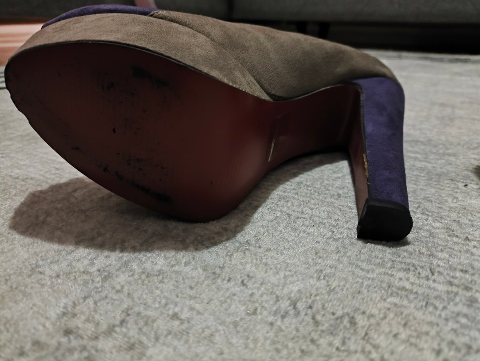 Mor krem Süet Platform Topuklu Kadın ayakkabı - Görsel 2