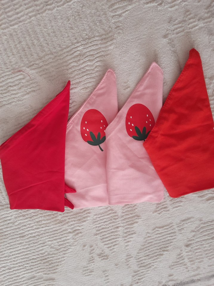 Çilek Baskılı Kırmızı Bebek Önlüğü - Görsel 2