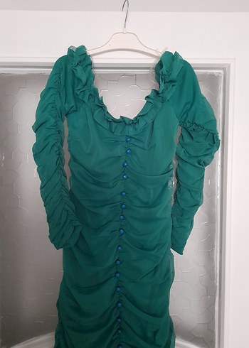 yeşil mini elbise - Görsel 2