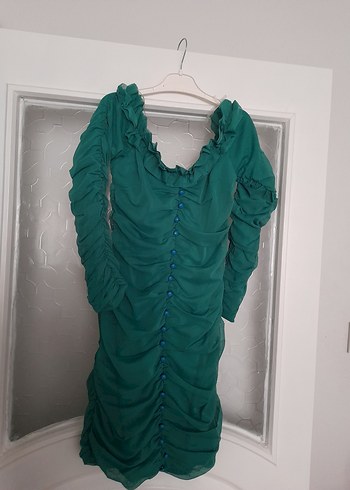 yeşil mini elbise - Görsel 3