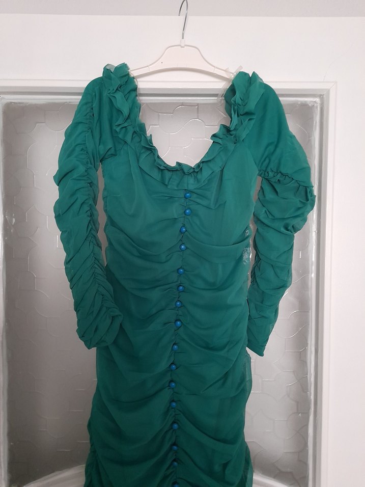 yeşil mini elbise - Görsel 2