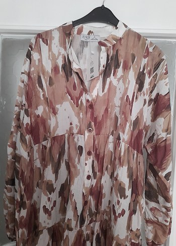 H&M Bohem V Yaka Uzun Kol Bağlama Desenli Elbise