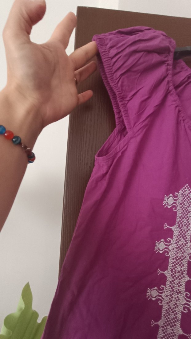 Mor Nakışlı Bohem Kız Bluzu - Görsel 5