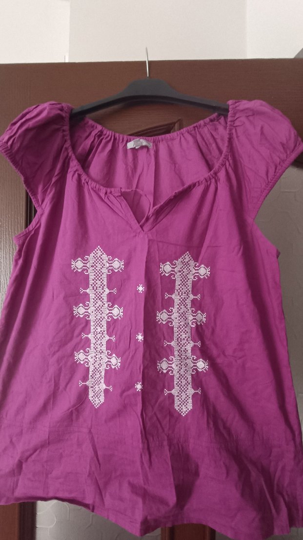 Mor Nakışlı Bohem Kız Bluzu - Görsel 3