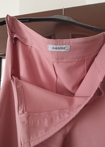 40 Beden Pembe Kadın Kumaş Pantolon Drapeli Kesim