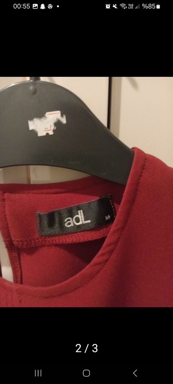 Bordo Kadın Midi Tunik,elbise Uzun Kollu, Salaş Kesim - Görsel 2