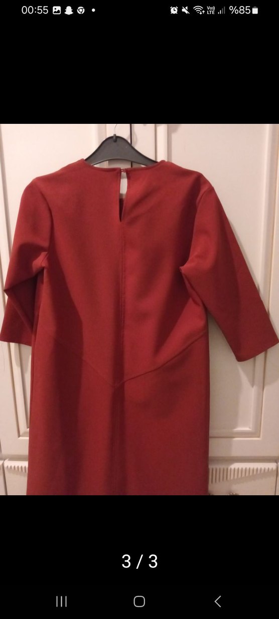 Bordo Kadın Midi Tunik,elbise Uzun Kollu, Salaş Kesim - Görsel 3