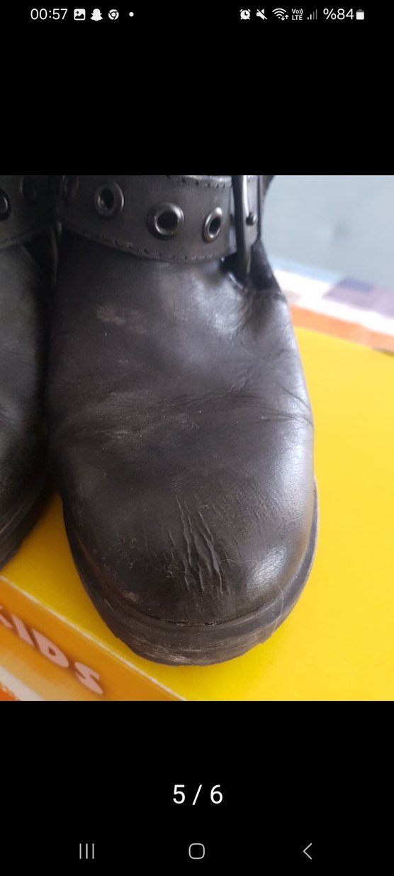 Siyah Süet Tokalı Blok Topuklu Biker Bot - Görsel 5