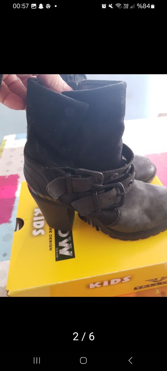 Siyah Süet Tokalı Blok Topuklu Biker Bot - Görsel 2