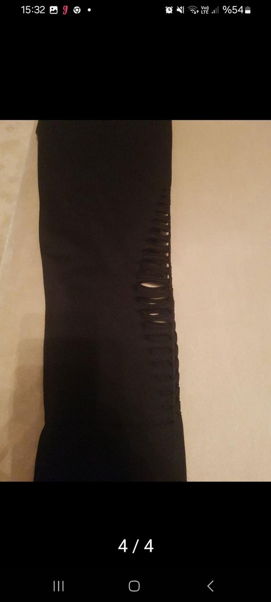 Siyah Midi Kesim Kadın Tayt Yırtmaçlı - Görsel 4