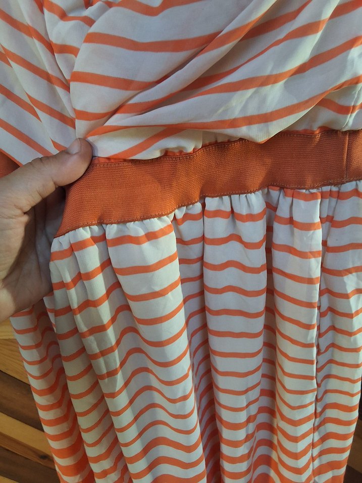 Bohem Tarz Çizgili Uzun Askısız Elbise - Görsel 3