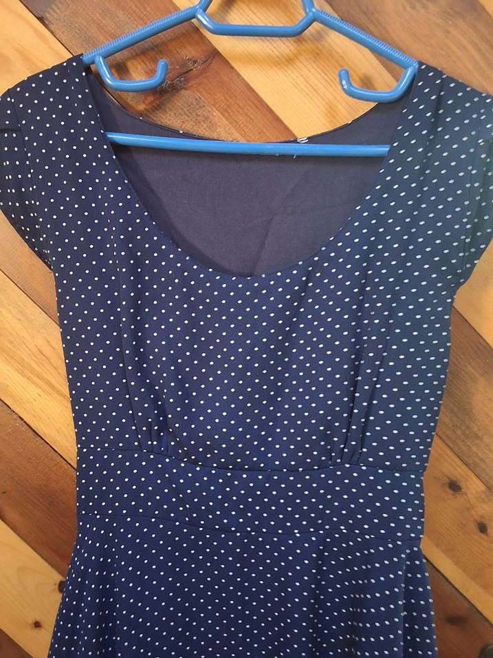 Lacivert Puantiyeli Midi Bohem Elbise - Görsel 3