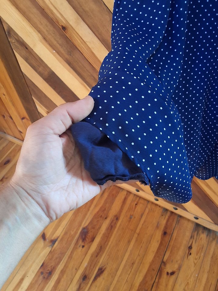 Lacivert Puantiyeli Midi Bohem Elbise - Görsel 4