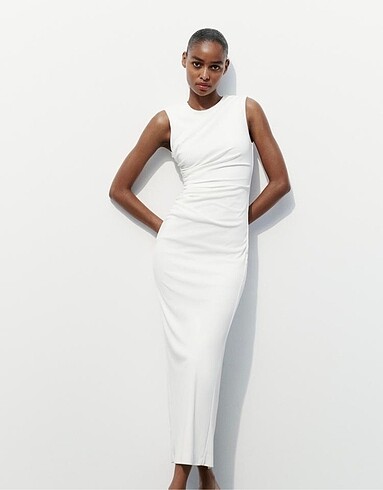 Zara drape detay elbise