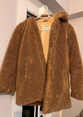 Kahverengi Peluş Kadın Midi Kaban - Görsel 2