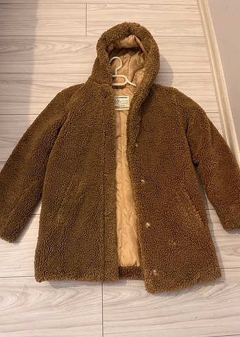 Kahverengi Peluş Kadın Midi Kaban - Görsel 5