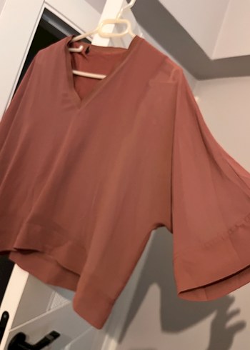 Kadın V Yakalı Salaş Midi Bluz - Görsel 3