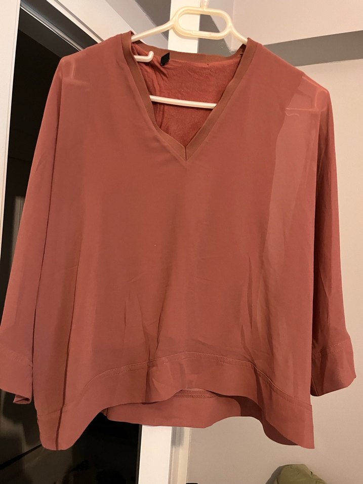 Kadın V Yakalı Salaş Midi Bluz - Görsel 2