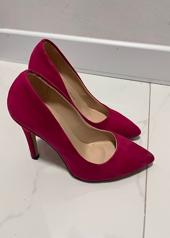 Pembe Süet Stiletto Topuklu Kadın Ayakkabı - Görsel 5