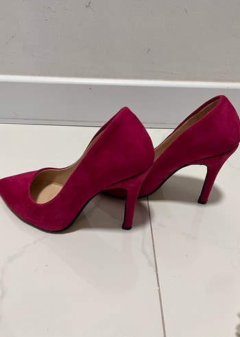Pembe Süet Stiletto Topuklu Kadın Ayakkabı - Görsel 4
