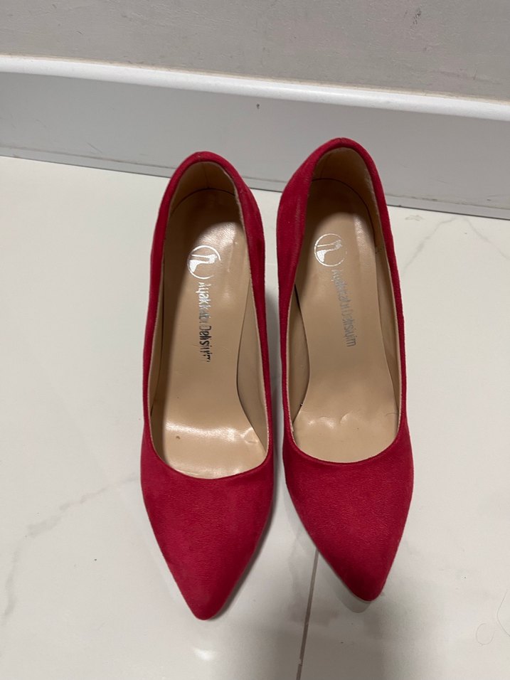 Pembe Süet Stiletto Topuklu Kadın Ayakkabı - Görsel 2