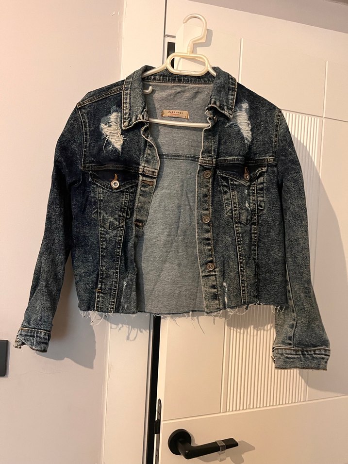 Kadın Gri Baskılı Denim Ceket - Görsel 2