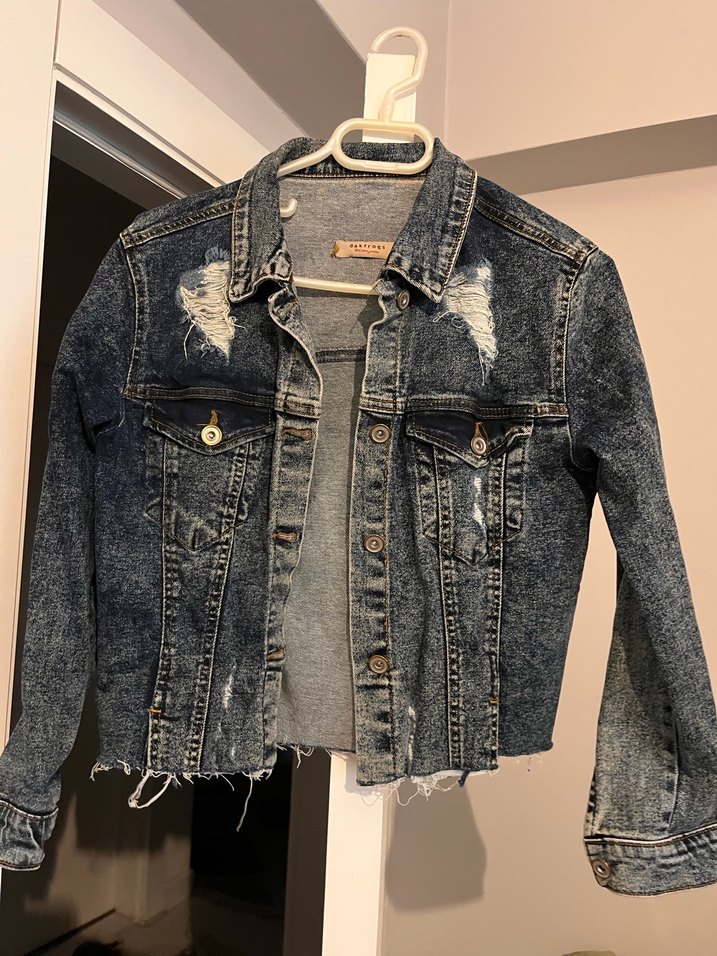 Kadın Gri Baskılı Denim Ceket - Görsel 3