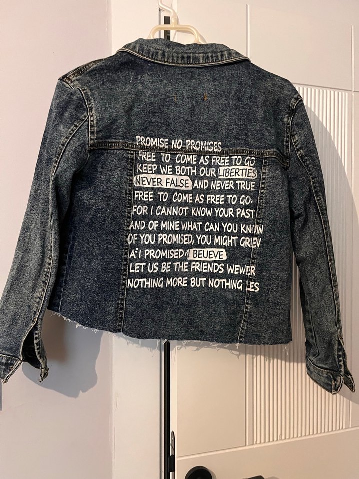 Kadın Gri Baskılı Denim Ceket - Görsel 5