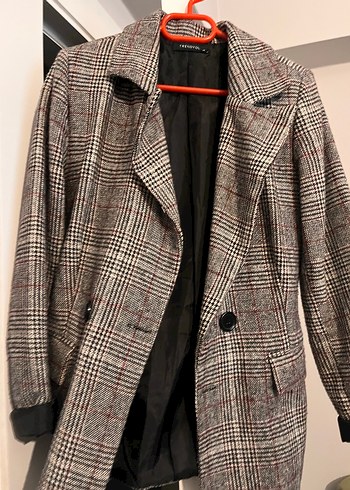 Düğmeli, Ekose Desenli Kadın Blazer Ceket - Görsel 2