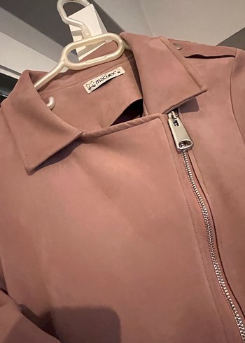Pembe Süet Kısa Kadın Deri Ceket - Görsel 7