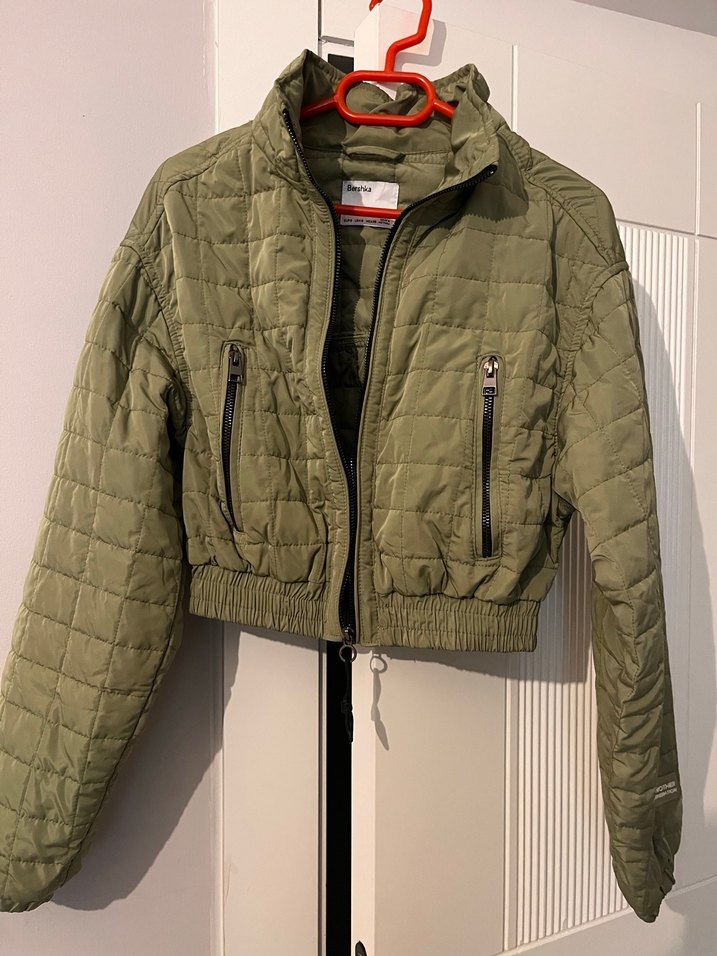 Yeşil Kısa Fermuarlı Kadın Mont - Görsel 3