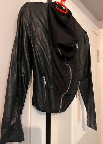 Deri Siyah Biker Ceket - Görsel 5