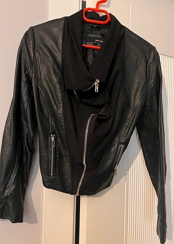 Deri Siyah Biker Ceket - Görsel 4