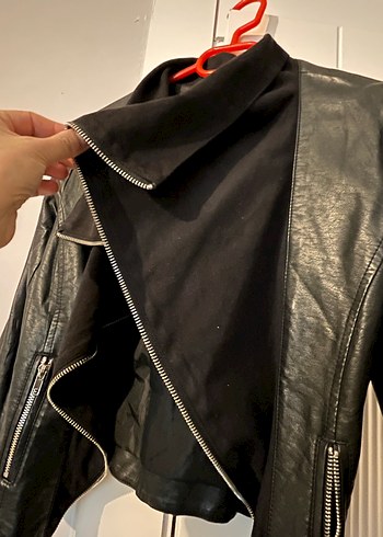 Deri Siyah Biker Ceket - Görsel 2