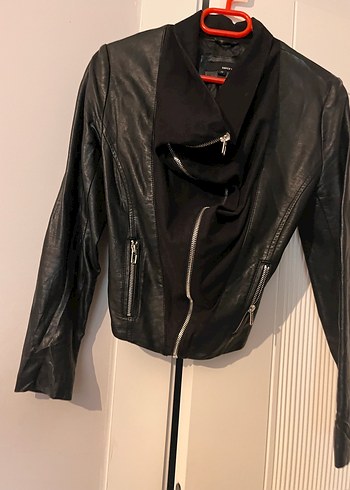 Deri Siyah Biker Ceket - Görsel 3