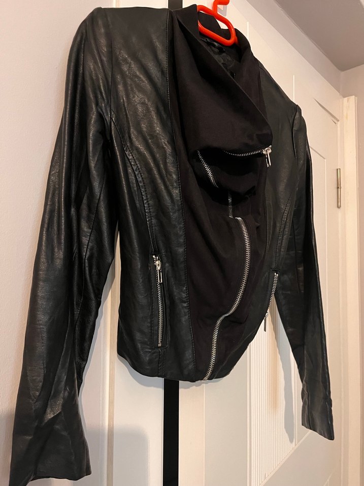 Deri Siyah Biker Ceket - Görsel 5